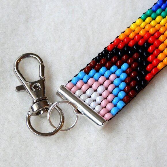 Pride Progress bead keychain, handmade, 30% to charity - Picture 2 of 4